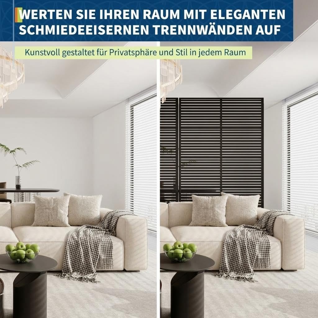 Garveelife Metall Gartenzaun 180x117cm Schwarz, Rostfreier Steck-Beetzaun