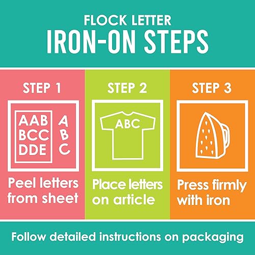 Miniatura 3 de S.E.I 183 piezas de letras termoadhesivas letras pequeñas para planchar de 2 pulgadas para ropa, letras de tela en bloque para camisetas, camisetas