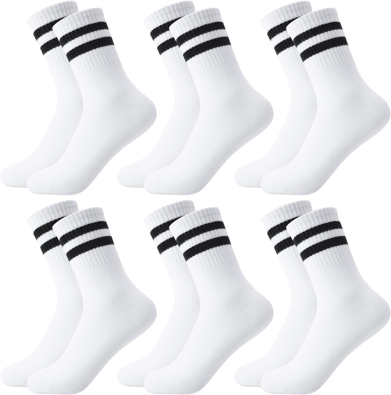 6 Pairs Striped Crew Socks, Breathable Athletic Sports Gym Gym Casual Socks, Ankle Leisure Crop Socks Cotton Liners Socks Multipack For Men And Women UK 9-11