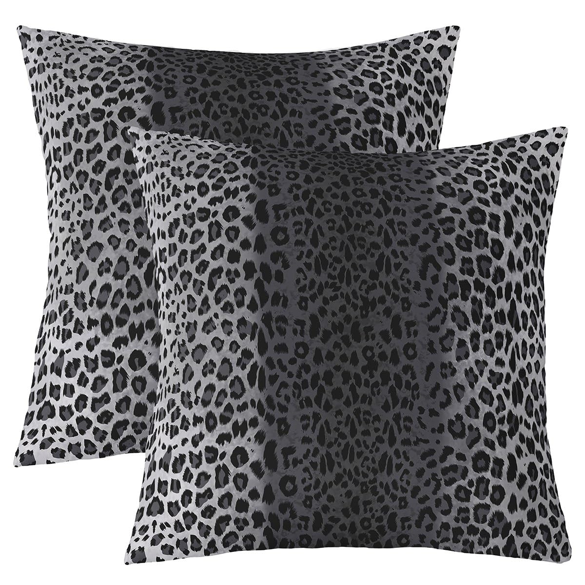 Manfei African Cheetah Skin Pillow Covers Retro Black Grey Leopard Print Reversible Throw Pillow Covers,Jungle Adventure Wildlife Animals Square Cushion Covers Set for Living Room, 2 Pack 24"x24" — image 1