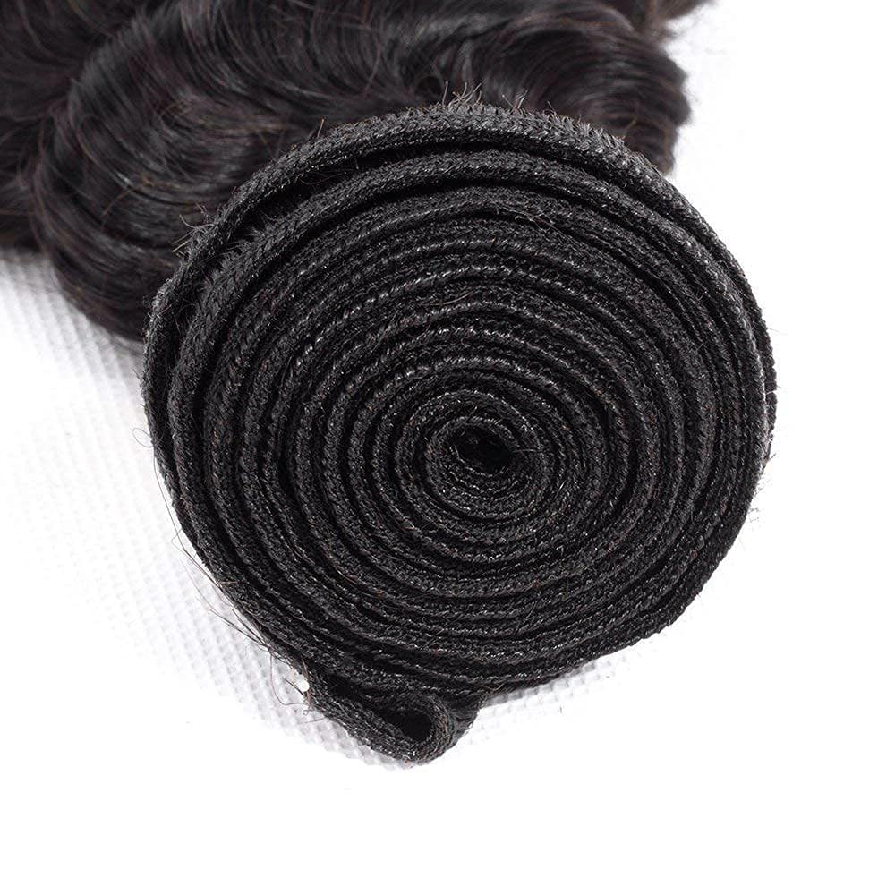 Color #1B Human Hair Bundles Natural Black Deep Wave Single Bundle Human Hair 28 Inch Double Weft Grade 12A Unprocessed Virgin Remy Hair Extension