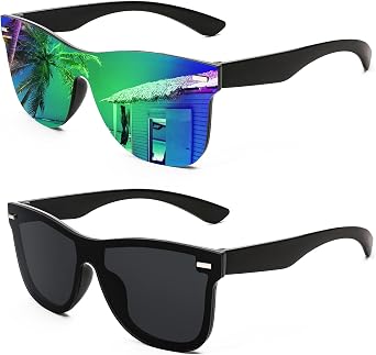 FEISEDY Trendy Rimless Mirrored One Piece Lens Sunglasses Reflective Sun Glasses B4114