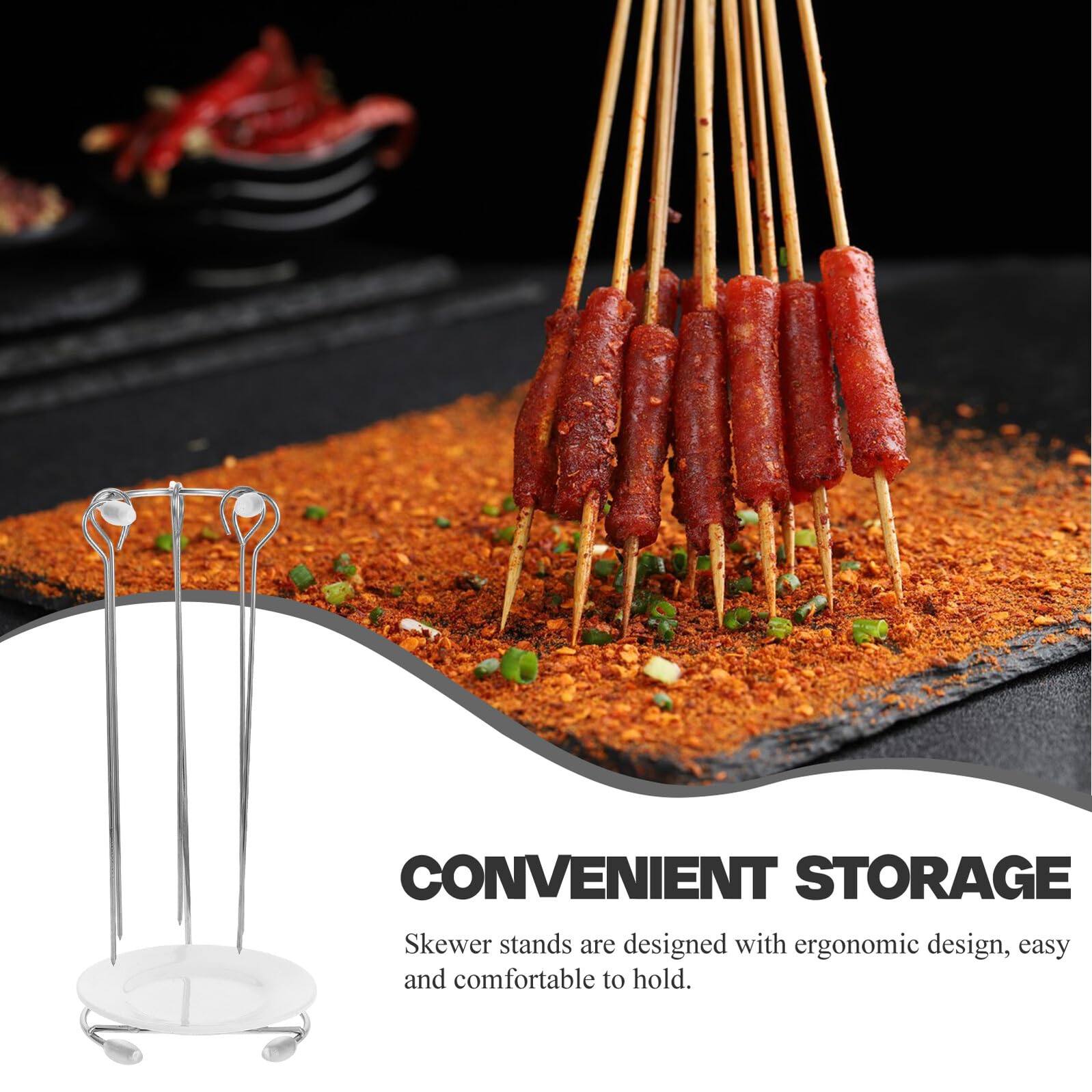 Supporto Accessorio per Spiedini alla Carbonella in Acciaio Inossidabile per Spiedini Barbecue Facile da Pulire e Trasportare, Set per Grigliate All'aperto e Picnic