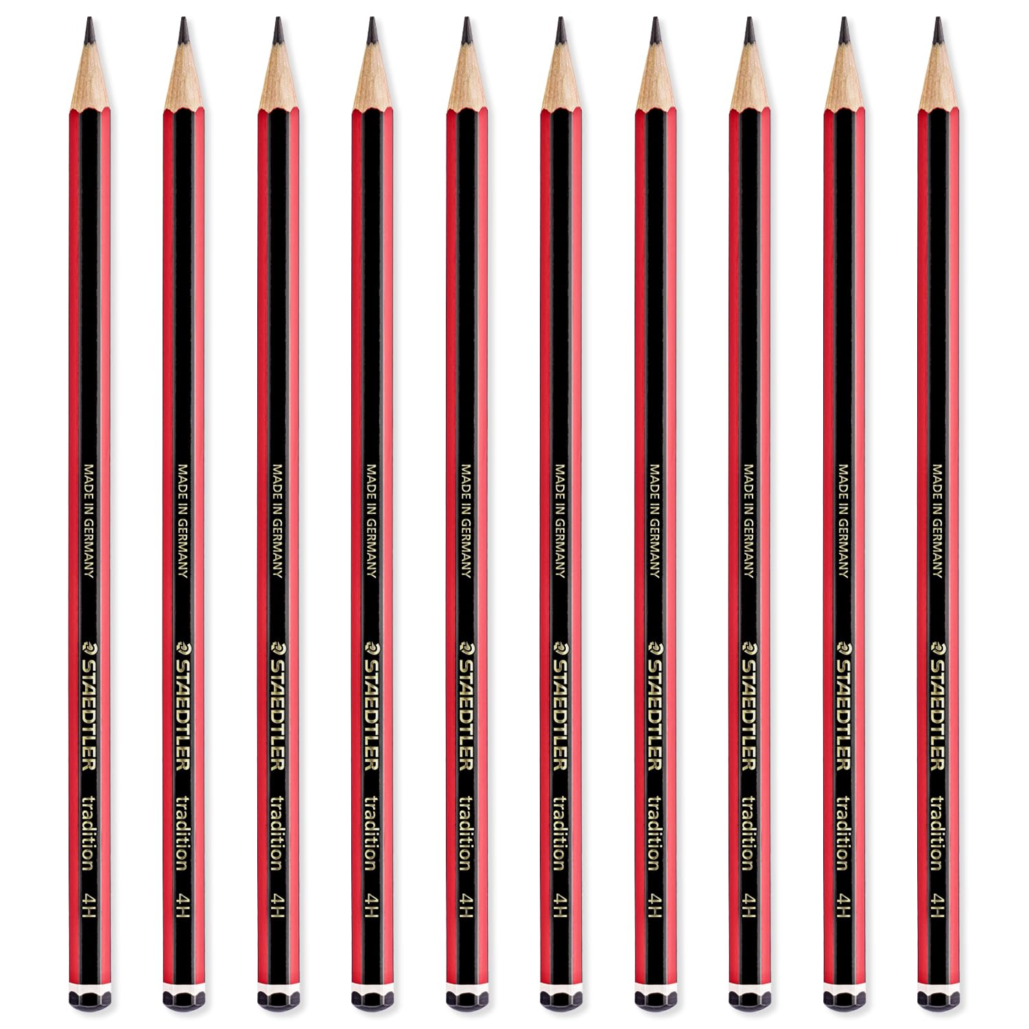 STAEDTLER Tradition Pencil - Drawing Sketching Art - Pack of 10 Pencils - Grade 4H, Black