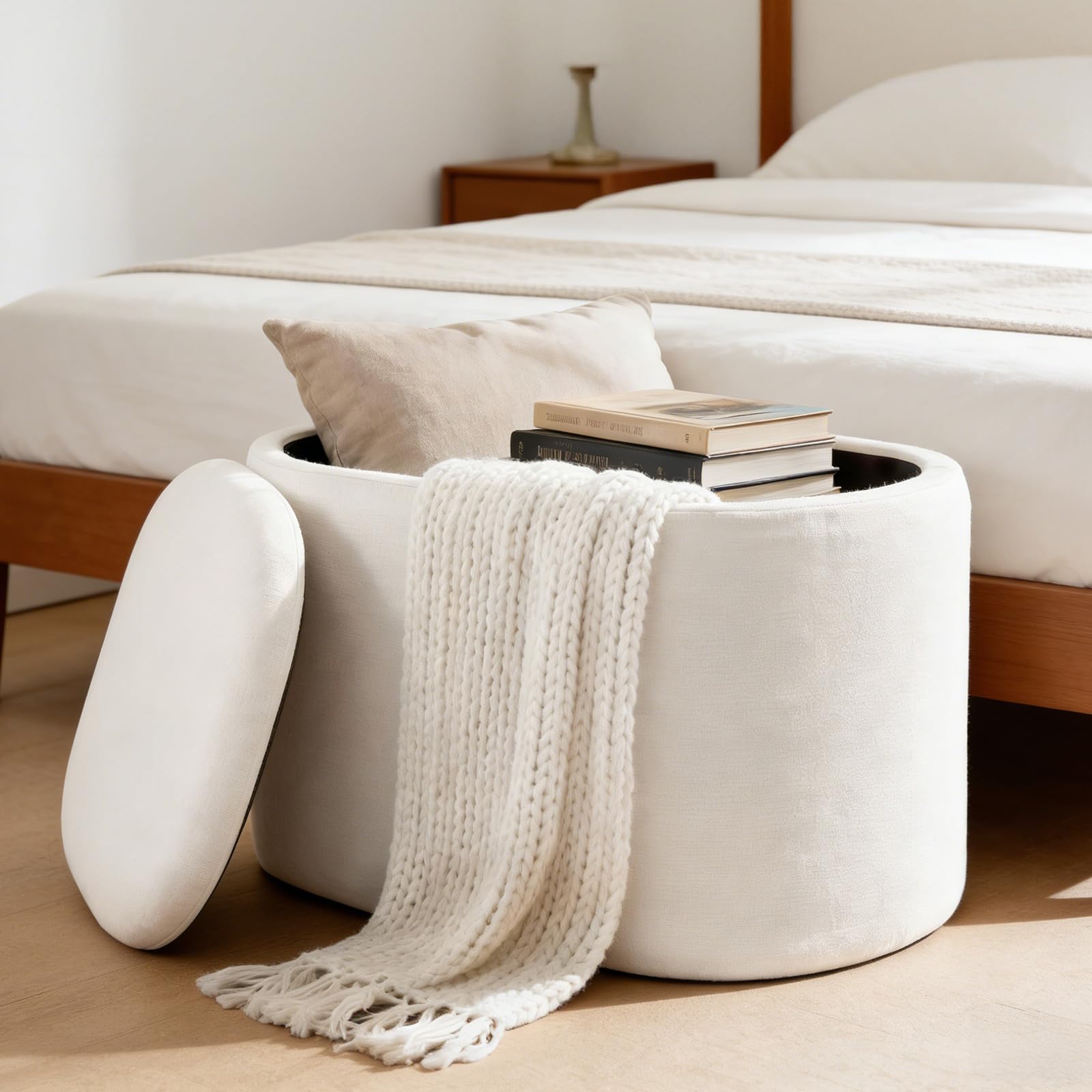 LEUTED Sitzhocker mit Stauraum, Teddystoff Bank mit Stauraum
