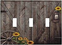 Vista 159 de Cubierta de interruptor de luz de 3 cuadrillas con diseño de flores azules púrpuras, cubierta de placa de pared de triple palanca, arbustos florales