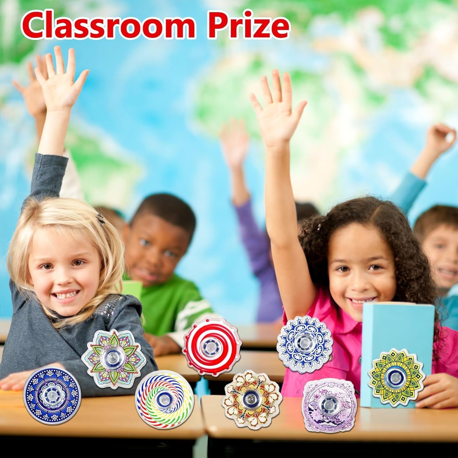100 Pack Bohemian Fidget Spinner Toys Bulk, Mini Fidget Spinners for Kids Adults, Classroom Prizes, Party Favors, Sensory Fidget Toys