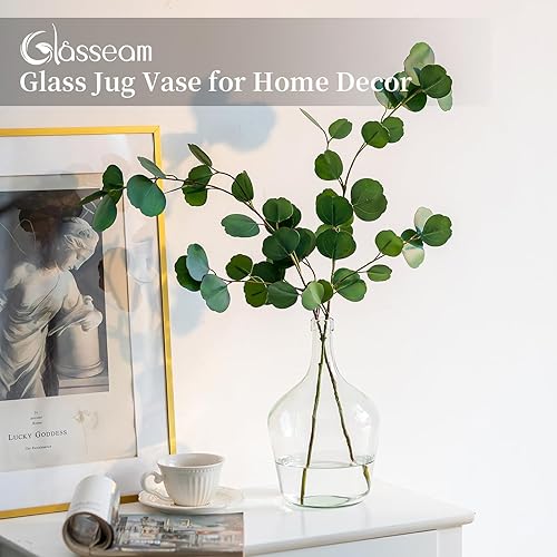 Miniatura 2 de Jarrón grande de vidrio con costura de vidrio, juego de jarrones transparentes de 10 pulgadas de alto, jarrones de hierba de pampa grandes para