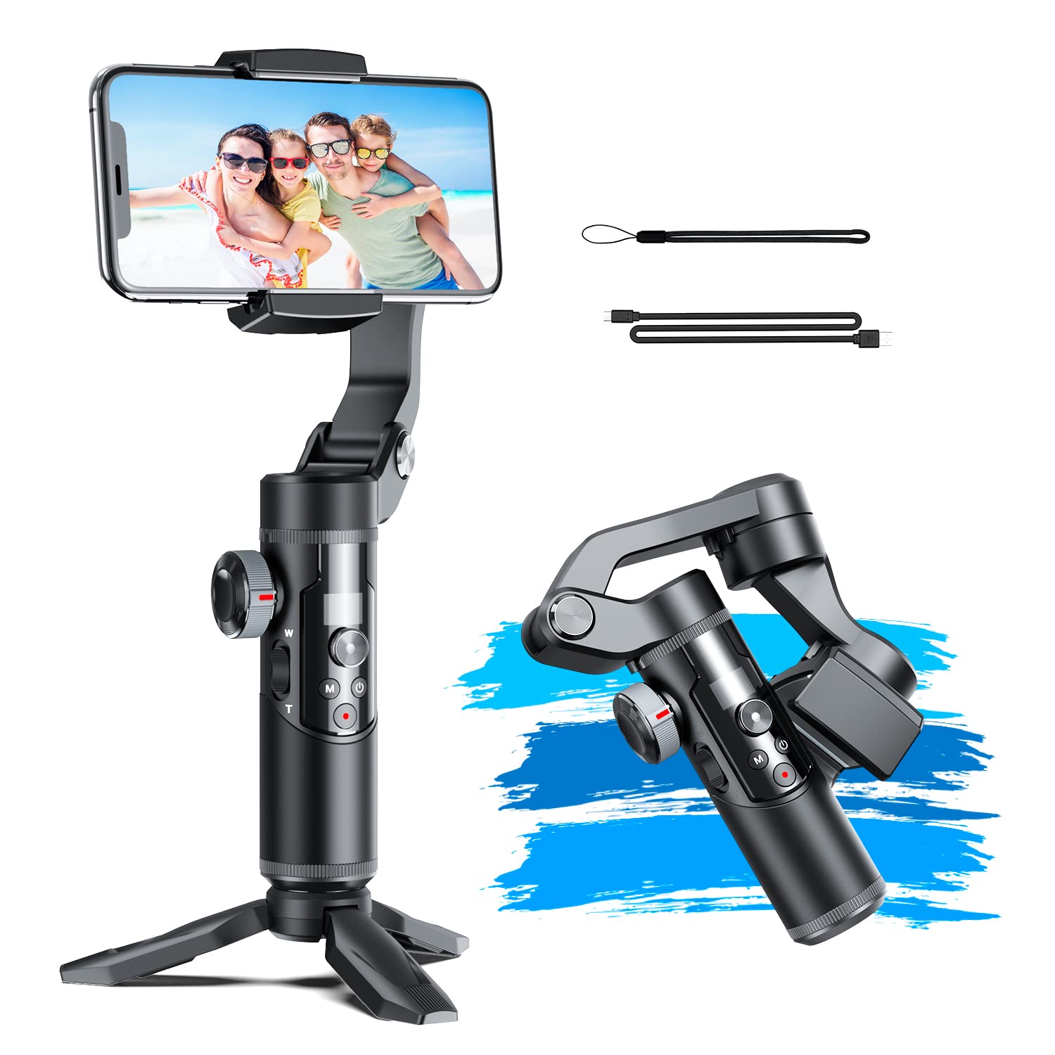 3-Axis Gimbal Stabilizer for Smartphone - Handheld Smartphone Gimbal Selfie Stick with Face Tracking