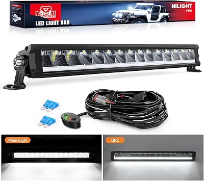 Nilight Pro Series 19.5 Inch Single Row Slim LED Light Bar with DRL