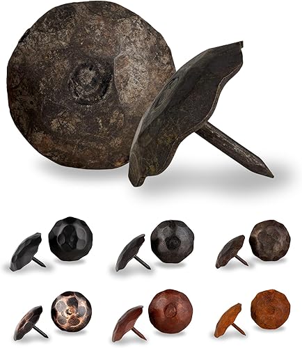 Miniatura 42 de 100 Pack 1" Small Round Head Iron Clavos Decorative Nails – Sealed Unfinished – Handmade Rustic Round Fasteners for Farmhouse Shutter, Faux Wood