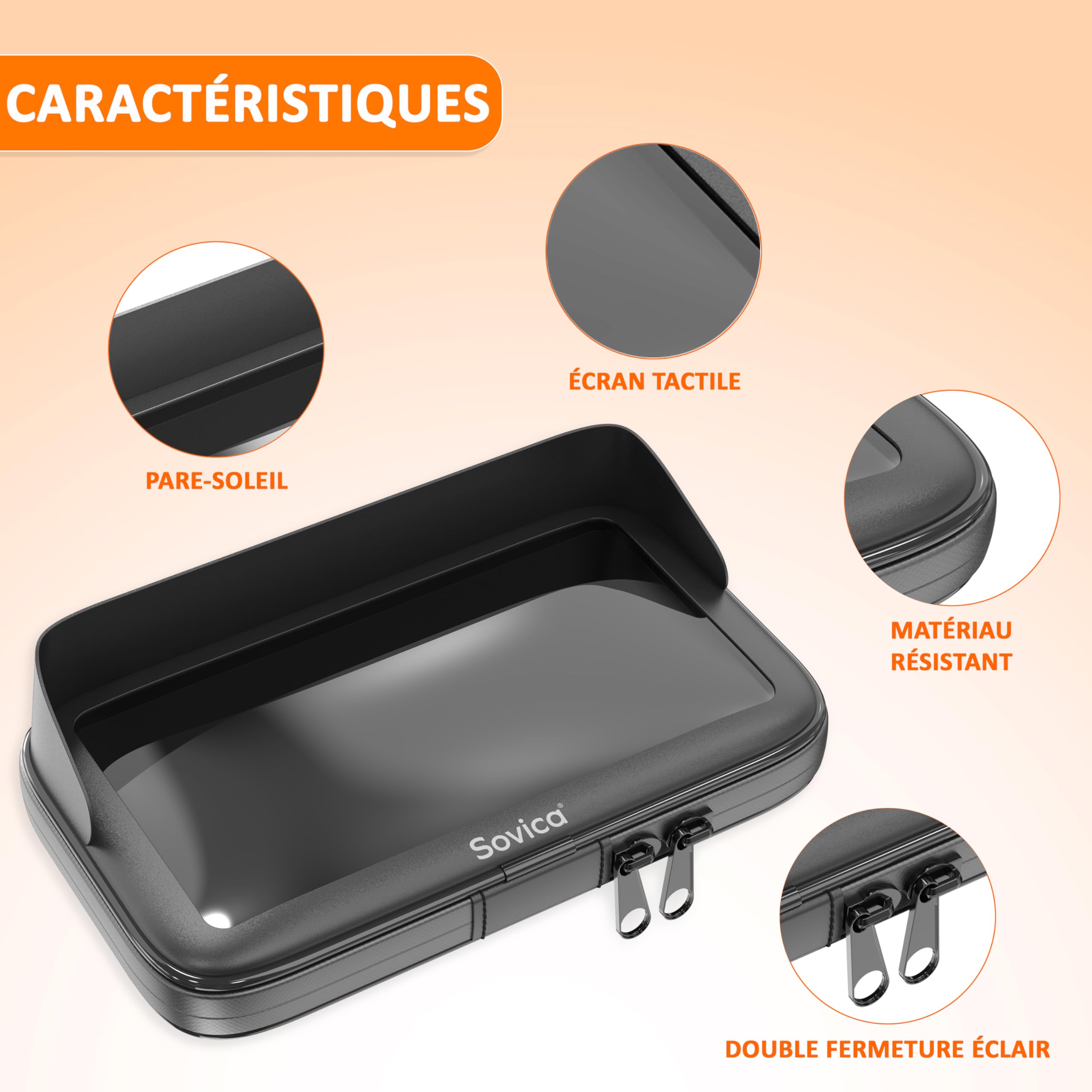 Support Téléphone Moto Étanche avec Visière, Écran jusqu'à 7,5" | Sacoche, Guidons Tous Types, Compatible Smartphones