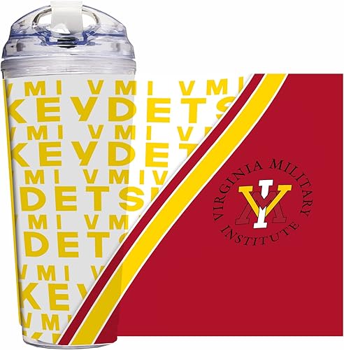 Miniatura 53 de Rico Industries NCAA - Vaso de acrílico estándar de 24 onzas con tapa con bisagras, vaso de doble pared con licencia oficial y popote