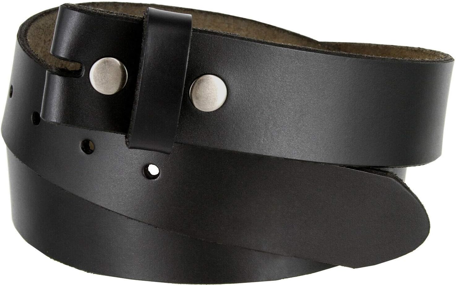 Men's Replacement Belt Strap 100% Genuine Leather Plain Casual Belt Strap with Snaps 1-1/2"(38mm) Wide - Image 2