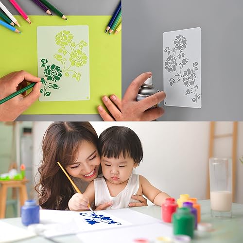 Miniatura 5 de 16 plantillas de flores silvestres reutilizables para manualidades, pequeñas plantillas de pintura para pintar sobre madera, manualidades, álbumes
