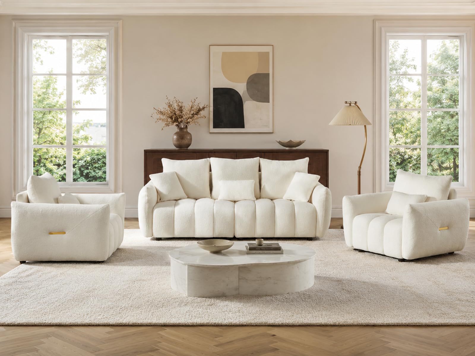 Elevyoliv Boucle 3-Piece Living Room Couch Set