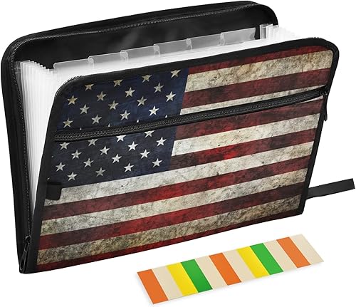 ZZKKO Grungy - Carpeta de archivos expandible con 13 bolsillos con etiquetas adhesivas, carpeta de acordeón, organizador de documentos, tamaño