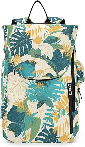 Bolsa de tenis unisex grande resistente con plantas tropicales verdes, 2 raquetas, bolsa de tenis acolchada, bolsa de gimnasio para mujeres y