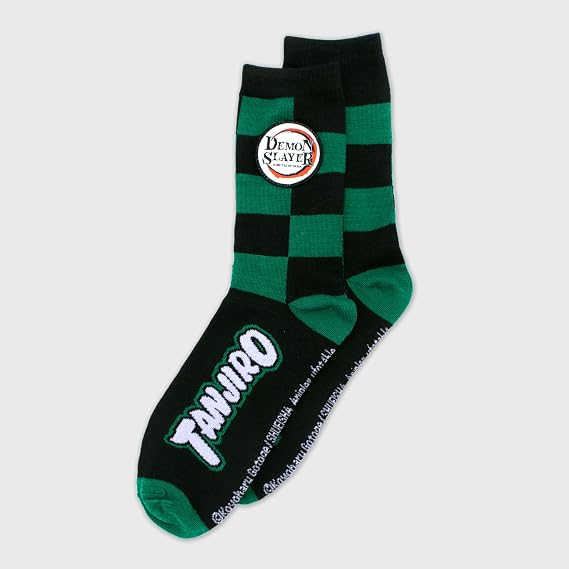 Demon Slayer Tanjiro Character Pattern Anime Crew Socks, Green, (D4H040AACF)