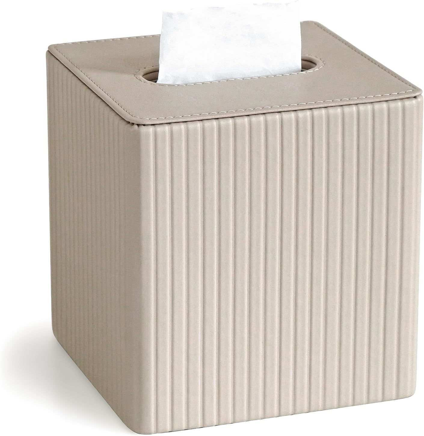 Leather Tissue Box Cover Square，Tissue Box Holder Compatible with Kleenex