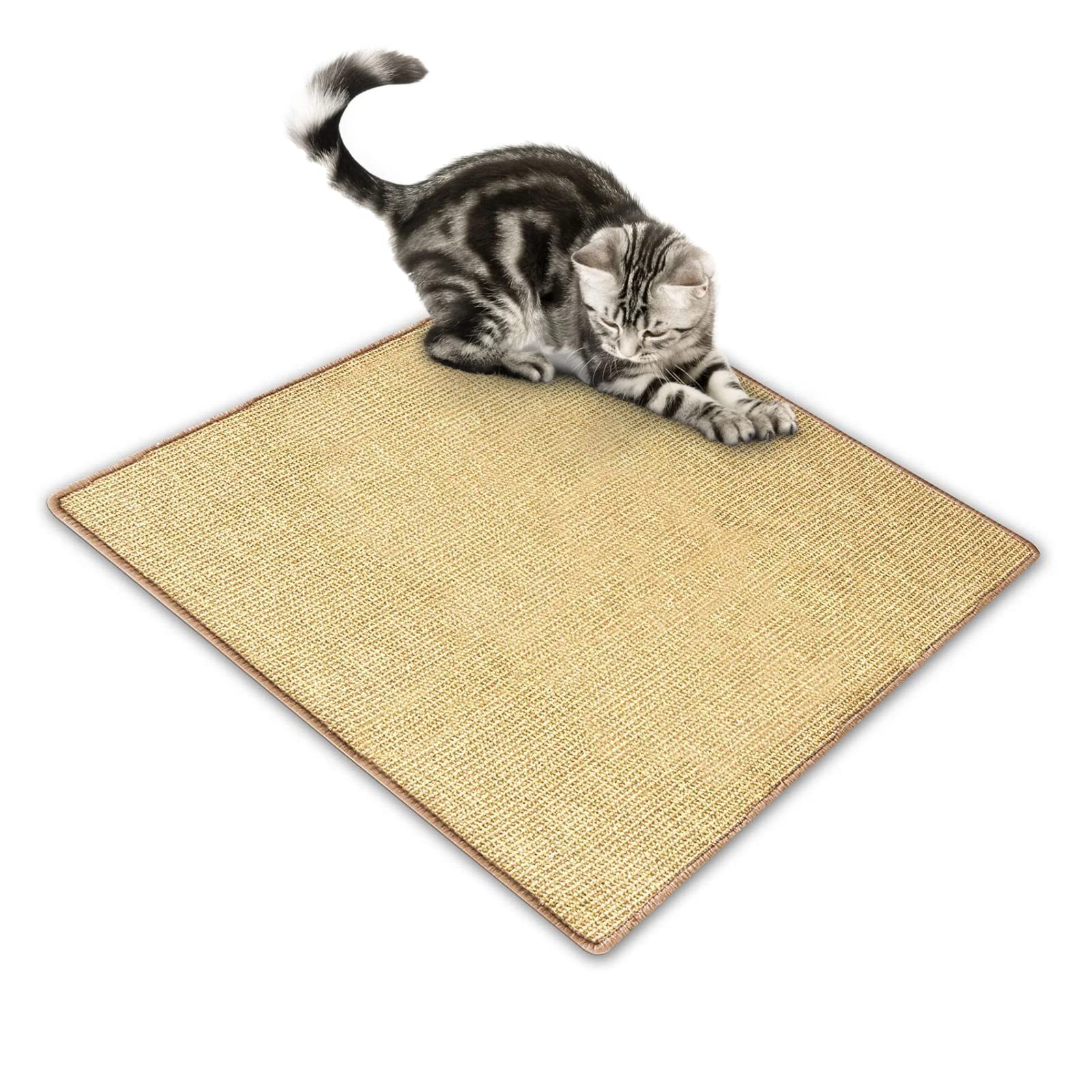 FLODI. Natural Sisal Cat Scratch Mat (160 x 240 cm, Nature) Non-Slip Scratching Pad for Cats and Kittens, Protects Carpets and Furniture, Cat Claw Mat for Indoor Cats