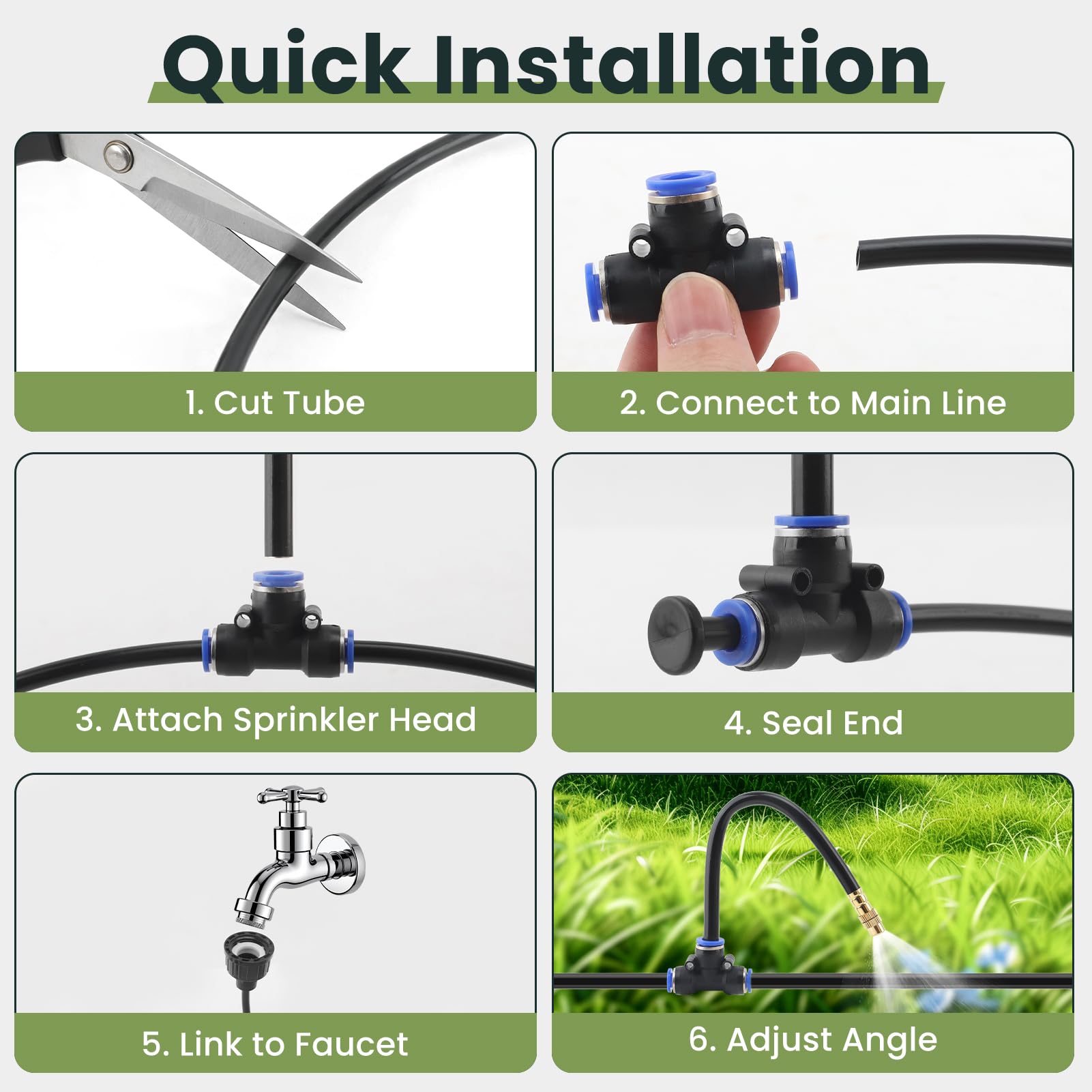Kit di irrigazione automatica a goccia, sistema di irrigazione da giardino con spray pieghevole a 360°, ugelli atomizzanti regolabili in rame per cortile, prato, aiuola rialzata, serra, piante in vaso
