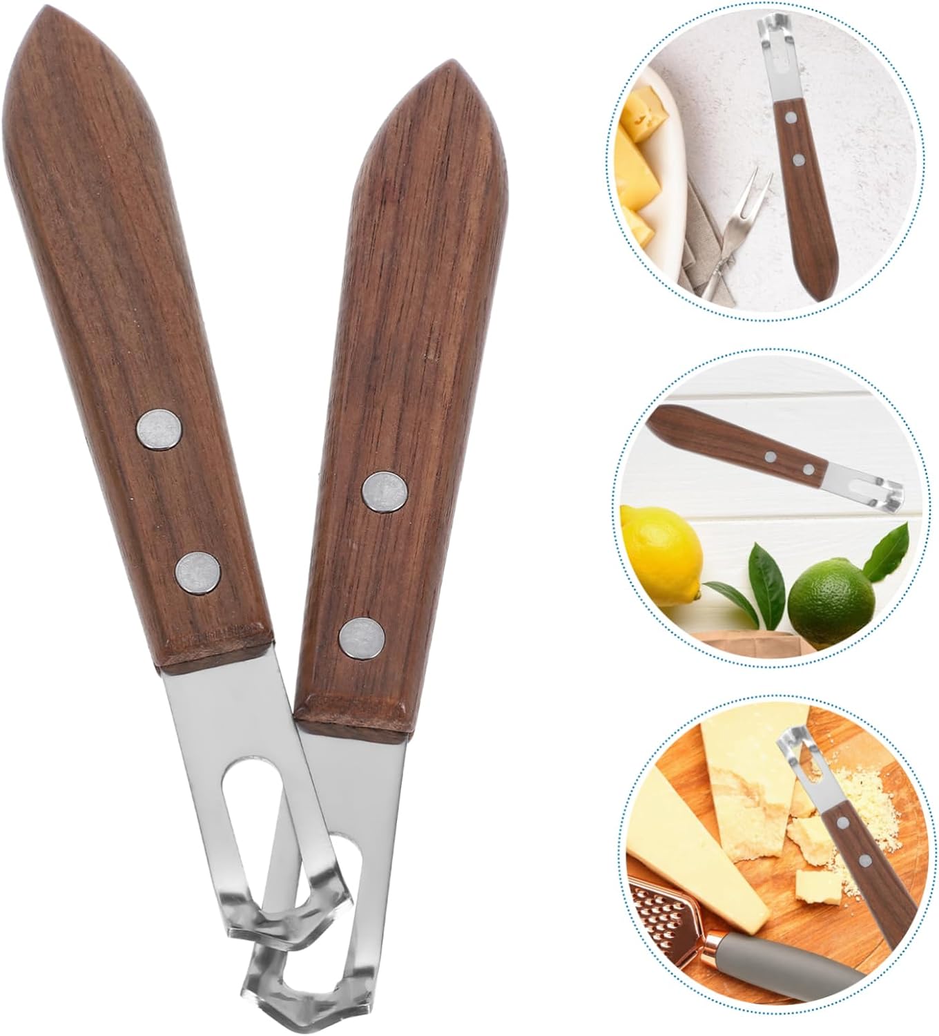 2 Pcs Stainless Steel Cheese Grater Tool with Wood Handle
