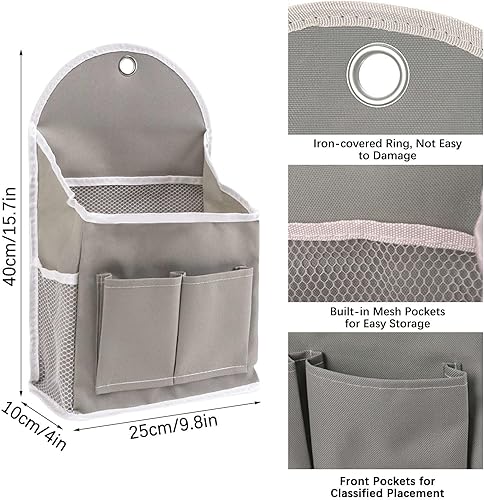 Miniatura 2 de Paquete de 2 bolsas de almacenamiento para colgar en la pared con bolsillos, cesta organizadora de casillero con gancho adhesivo, organizador de