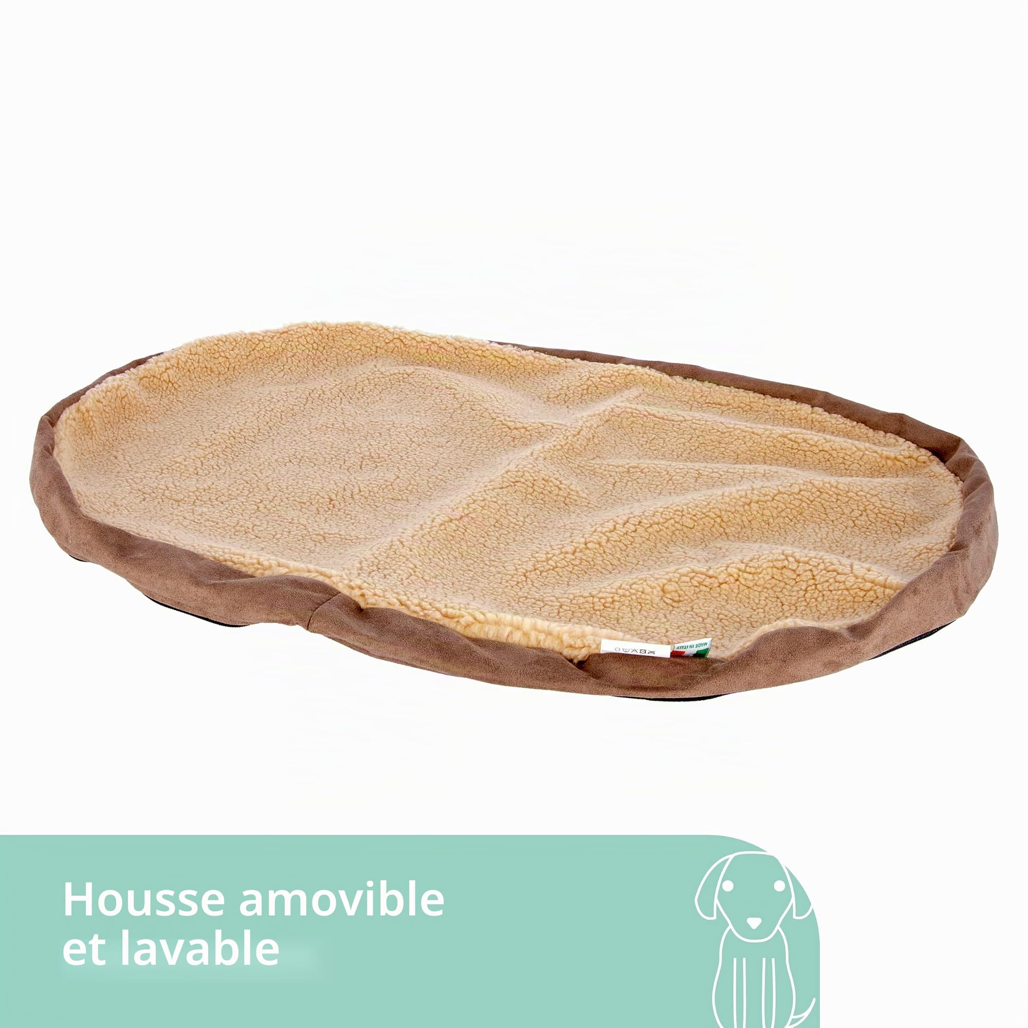 KERBL Matelas à Mémoire Forme Ovale pour Chien 100 x 65 x 8 cm, Gris/beige.