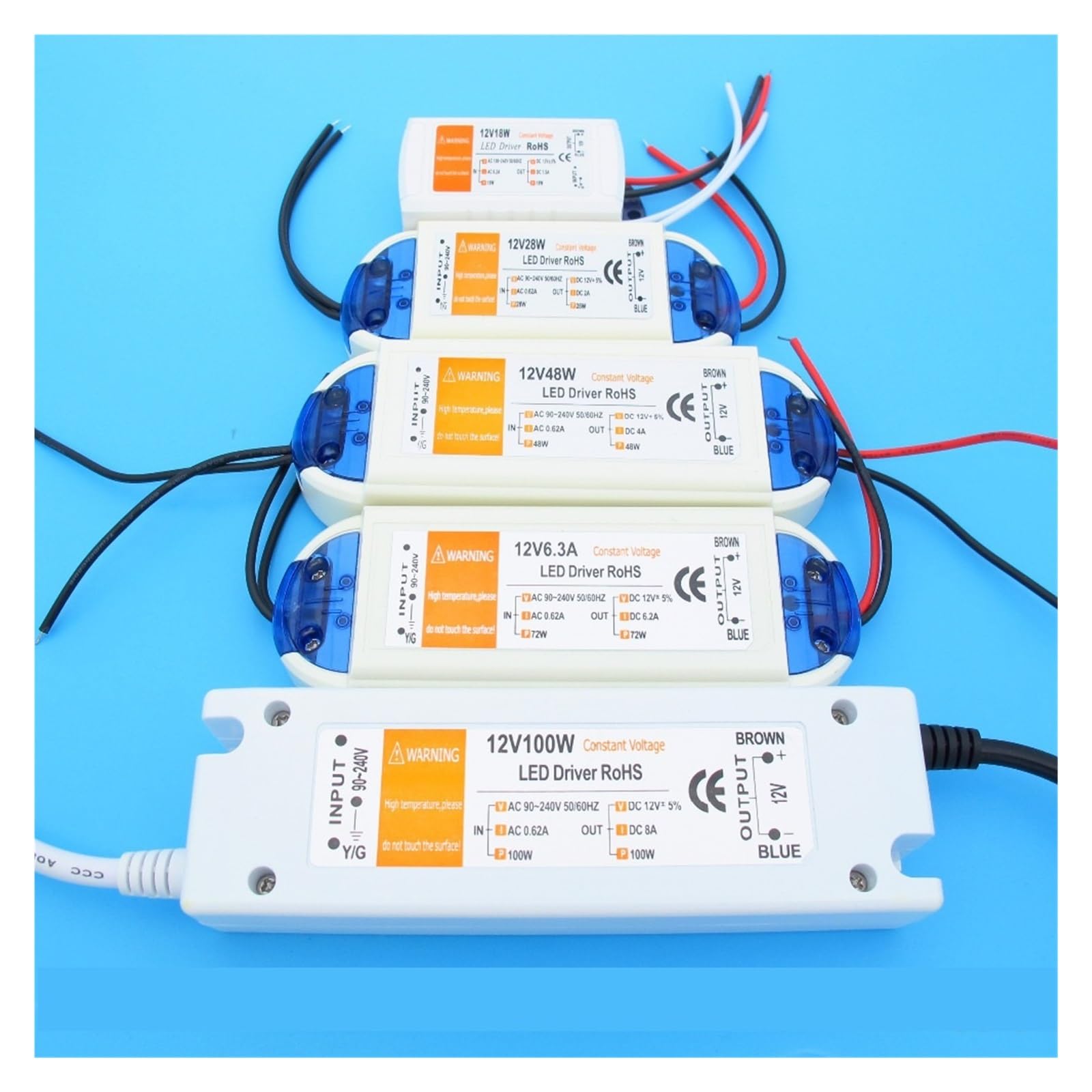 Pilote LED 12V 100W AC vers DC pour ruban lumineux étanche de cuisine