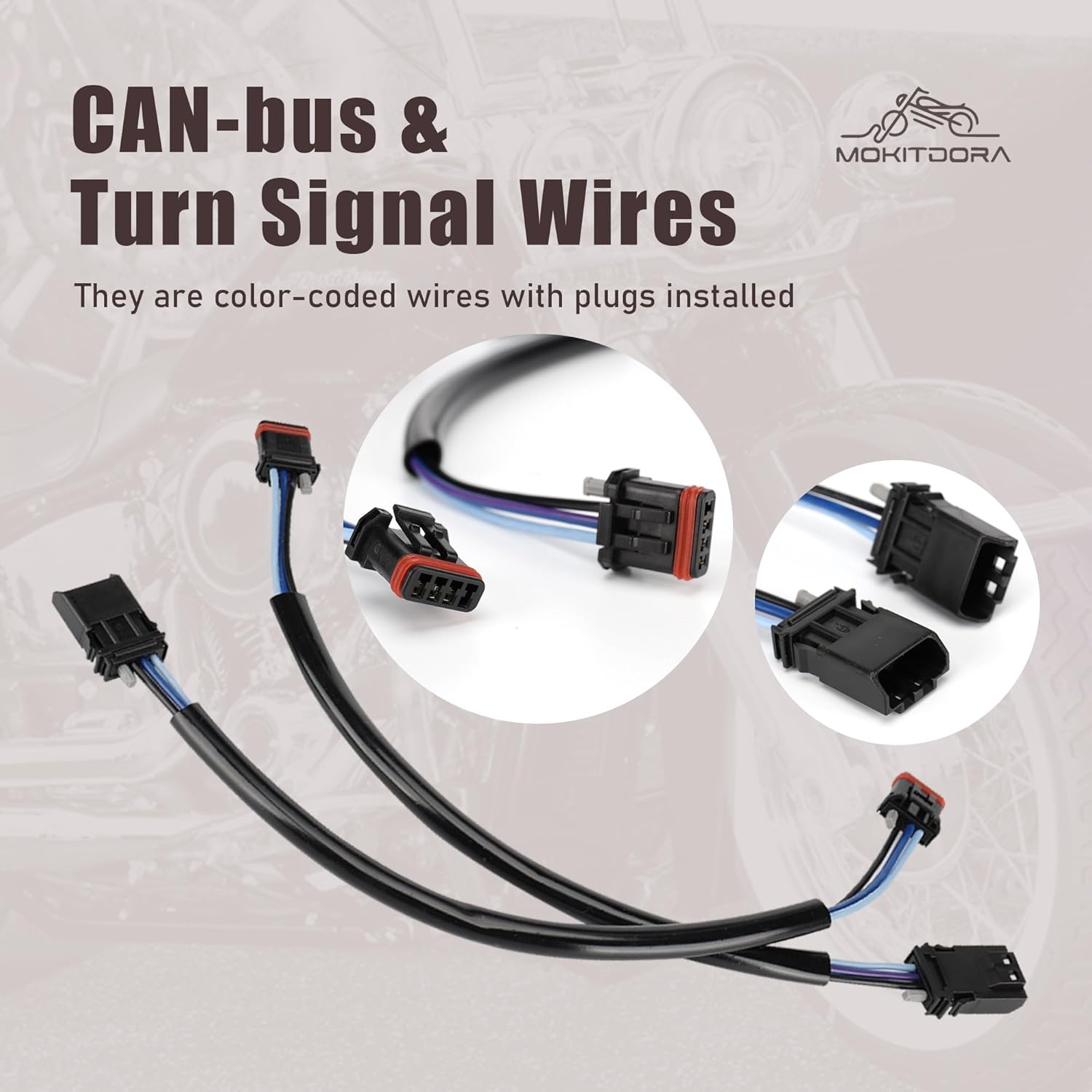 MoKitDora Softail 16" Handlebar Extended Cable Kit Brake Line Clutch Cable Electronic Throttle by Wire CAN-Bus Turn Signal Wiring Harness for 2018-2024 Harley Models with ABS, Black