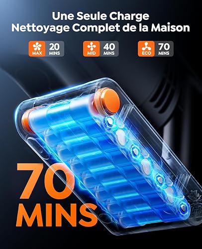 Cordless Vacuum Cleaner 650W 55KPA, 70Mins Battery Cordless Stick Vacuum - 3