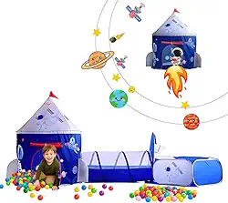Barraca Infantil 3 Em 1 Astronauta Espaço Foguete Linda Toca Túnel Cesta Basquete Barraca Infantil Para Meninos E Meninas, Presente Para Meninos E Meninas, Brinquedoteca Para Casa (Astronauta #2)