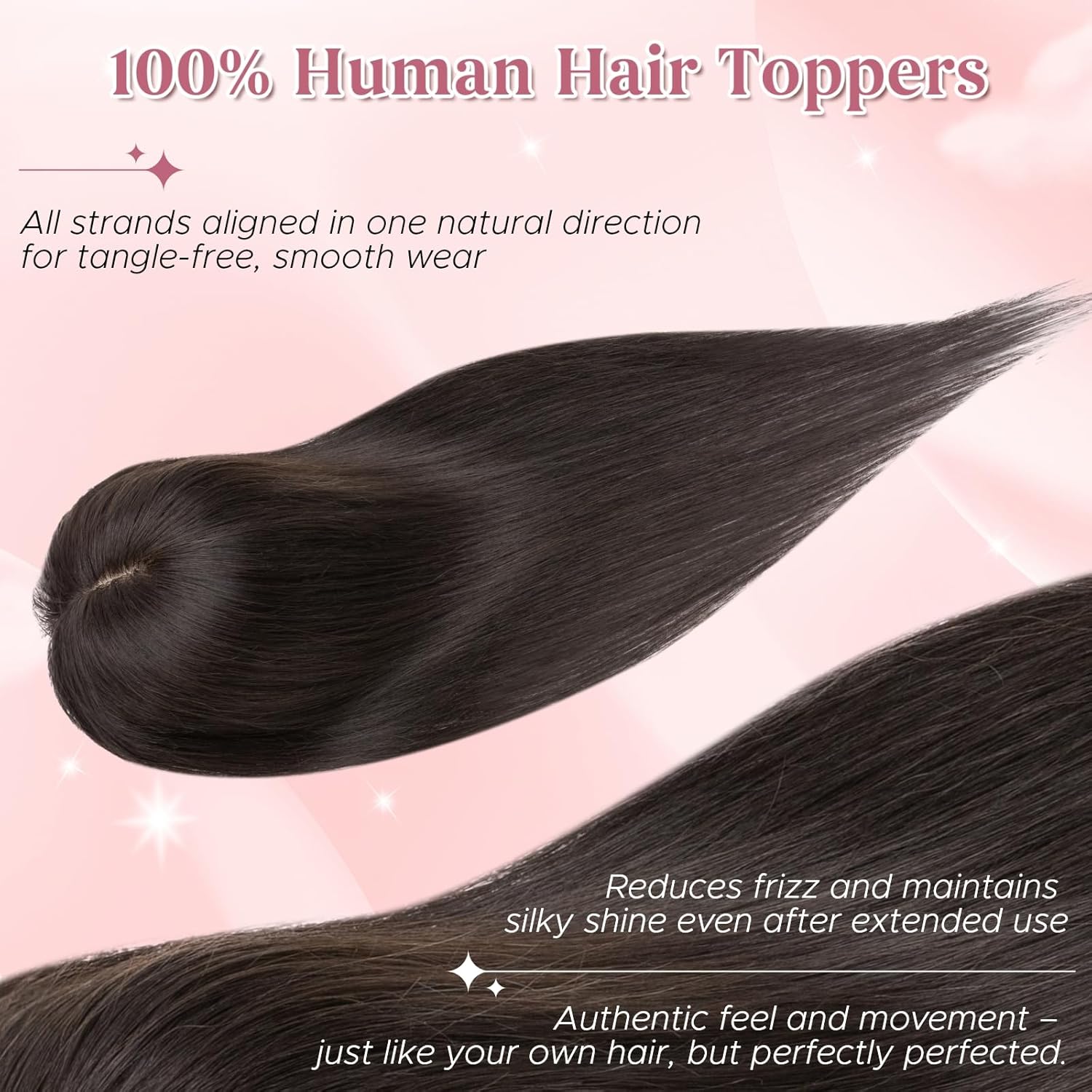 Real Human Hair Toppers for Women 3.54"*4.72" Silky Base 150% Density No Bangs Adjustable Parting Clip-In Topper Hairpieces for Women with Thinning Hair 10 Inches Natural Black