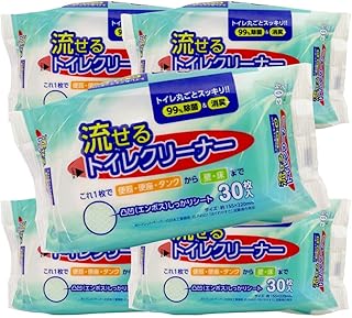 大一紙工 流せる トイレクリーナー 150枚(30枚入×5個セット) お掃除シート 除菌&消臭 エンボスシート トイレ掃除 便器 便座 タンク 壁 床 お掃除 日本製 ミントの香り