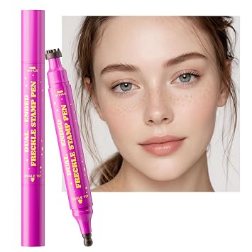 Freckle Stamp Pen Dual-EndedSoft Sponge Stamp & Precision Tip for Realistic Faux Freckles MakeupWaterproof Long-Lasting Freckle Marker for Natural or Bold LooksSoft Warm Brown01
