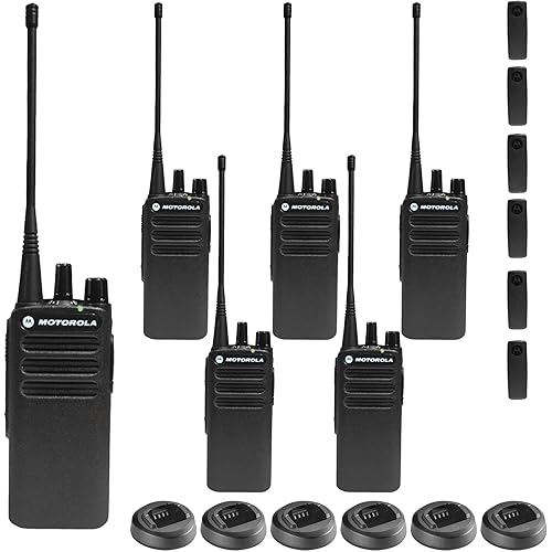 6 x Motorola CP100D Analog UHF Portable Non-Display Two Way Radio, 16 Channel, 4 Watt (403-480MHz) - 6 Pack Bundle