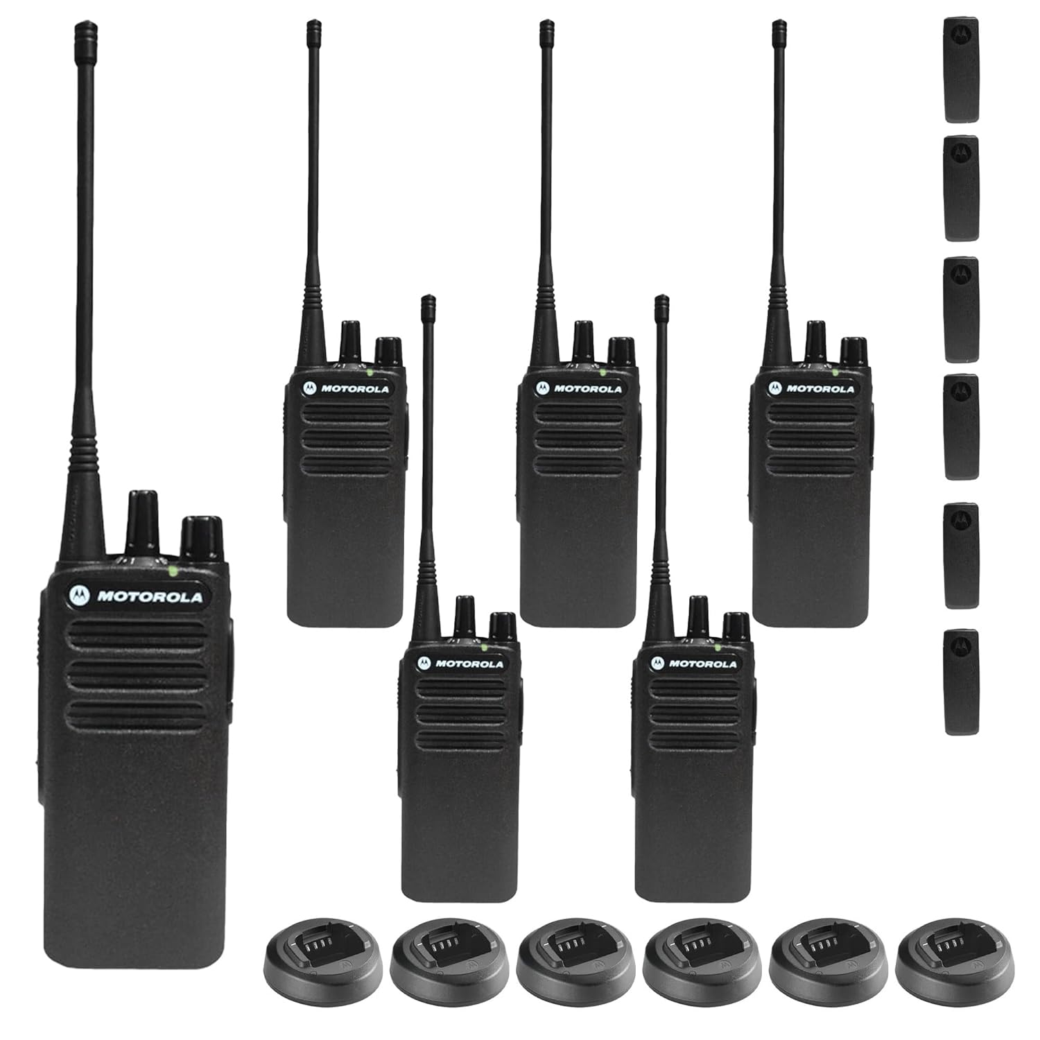 6 x Motorola CP100D Analog UHF Portable Non-Display Two Way Radio 16 Channel 4 Watt 403-480MHz - 6