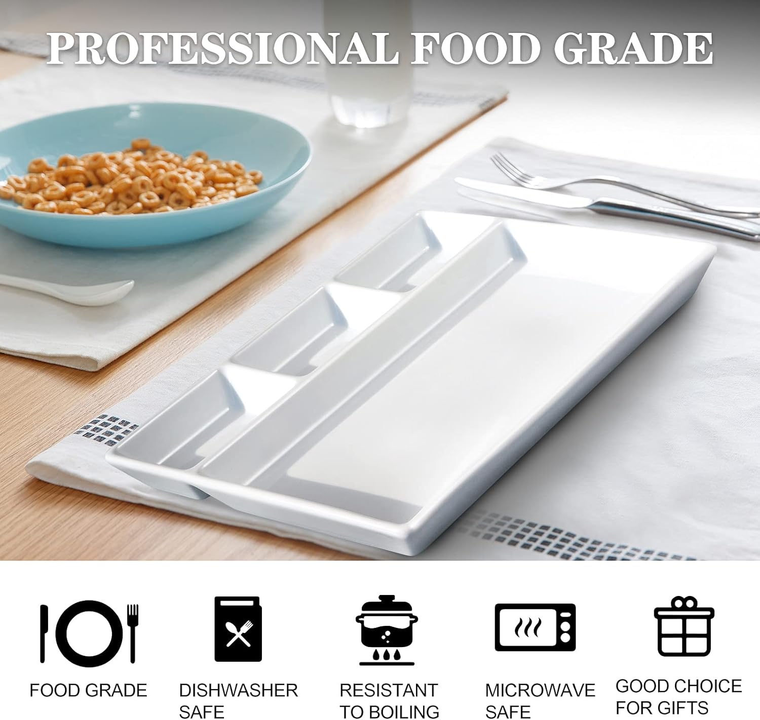 Cinf Divided Ceramic Plate Compartments Sauce Dishes Serving 2 Pack Quadrant Shaped Dinner Luncheon Salad Pigment Tray Snacks - Image 2