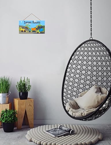 Miniatura 5 de Ulotkvoy Letrero personalizado de madera con texto en inglés Lots of Trucks para niños, decoración de pared, decoración de pared, para dormitorio de