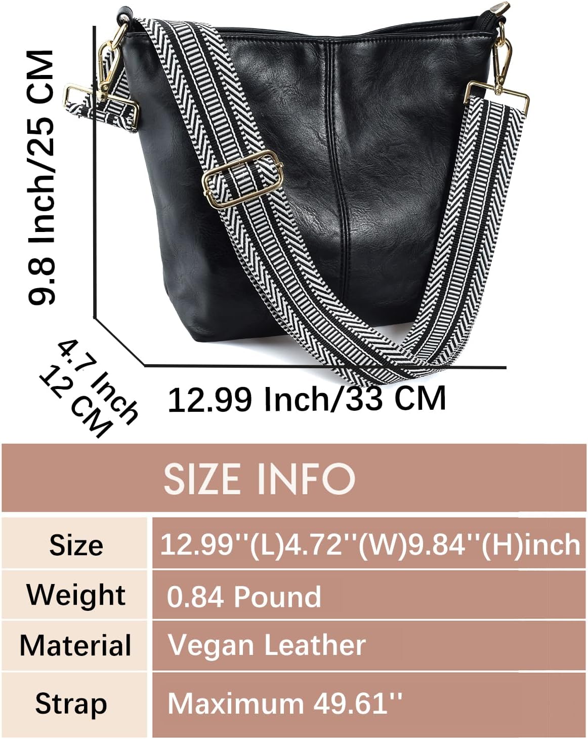 Hobo Bags Vegan Leather Crossbody Bag Guitar Strap Shoulder Purses with Zipper Handbags for Women - Image 6