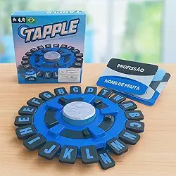 Jogo de Palavras STOP em Português, Roda de Letras com 144 Categorias, Jogo de Tabuleiro para ate 8 Jogadores com Temporizador