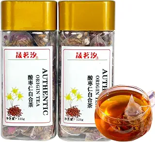 晟茗汐 酸棗仁 酸枣仁 酸枣仁百合茶 ハーブブレンドティー 晚安茶 健康茶 养生茶 中国茶 花茶 ティーバッグ 寝る前に飲む 32バッグ入 250g(8g*32) 水出し/煮出し 無添加 ノンカフェイン
