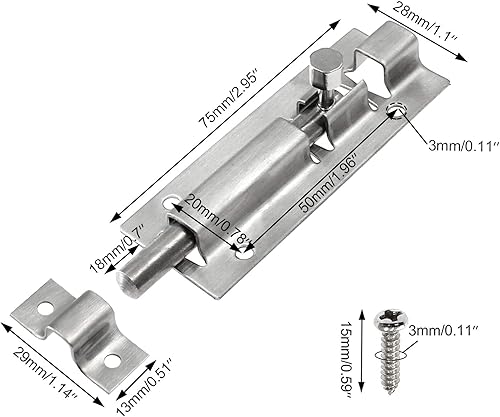 Miniatura 2 de 10 cerraduras de seguridad para puerta, perno de barril de 3 pulgadas2.953 in con acero sólido resistente para mantenerte seguro y privado, cierre