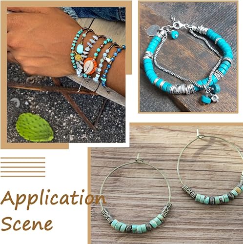 Miniatura 6 de Craftdady 150 cuentas de disco de moneda Heishi de piedra natural de 0.18 pulgadas (0.236in), cuentas sueltas de disco redondo plano, cuentas