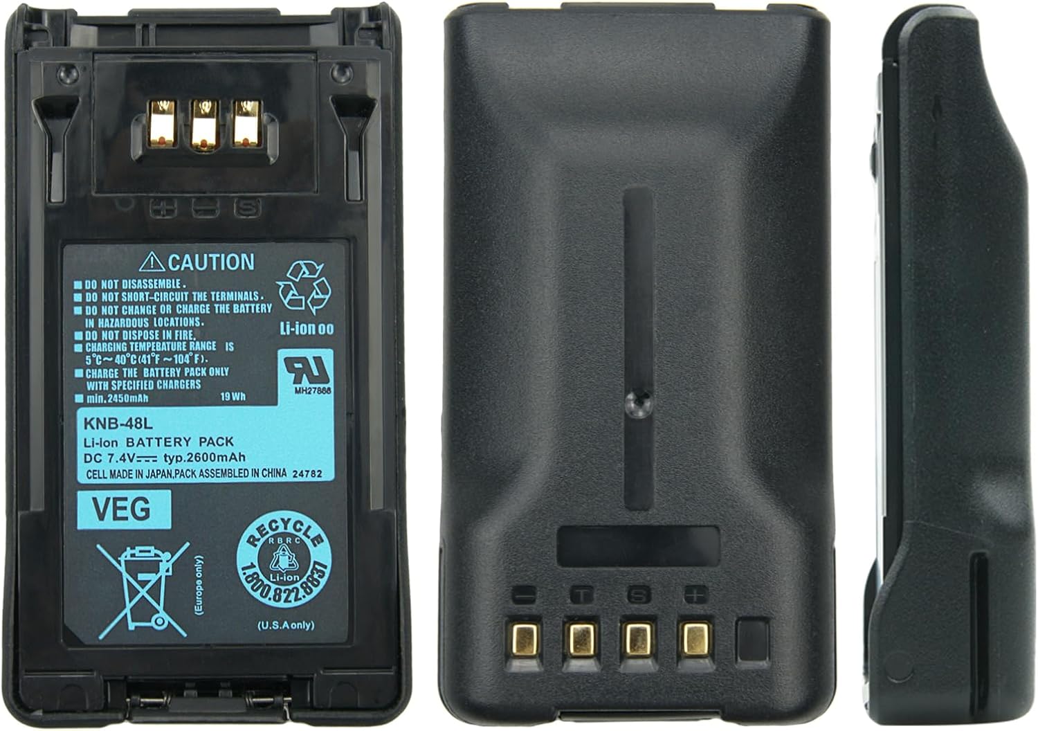 2-Pack 7.4V 2600mAh KNB-48L Li-ion Replacement Battery for Kenwood NX-200 NX-300 TK-5220 TK-5320 TK-3320 KNB-47L Two-Way Radio