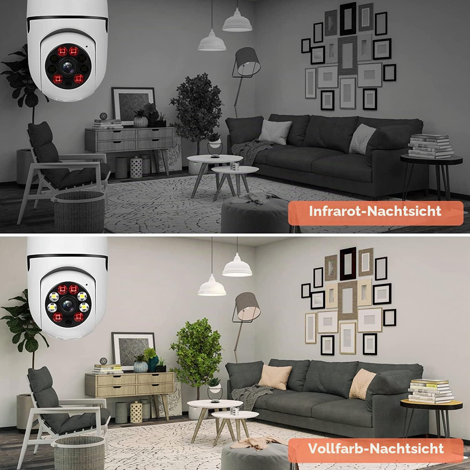 TUYA WiFi 1080P 5GHz 2.4GHz Panorama IP Sicherheitskamera, Pan/Tilt Grade Panorama IP Sicherheitskamera, Smart Home Überwachungskamera mit Alarm