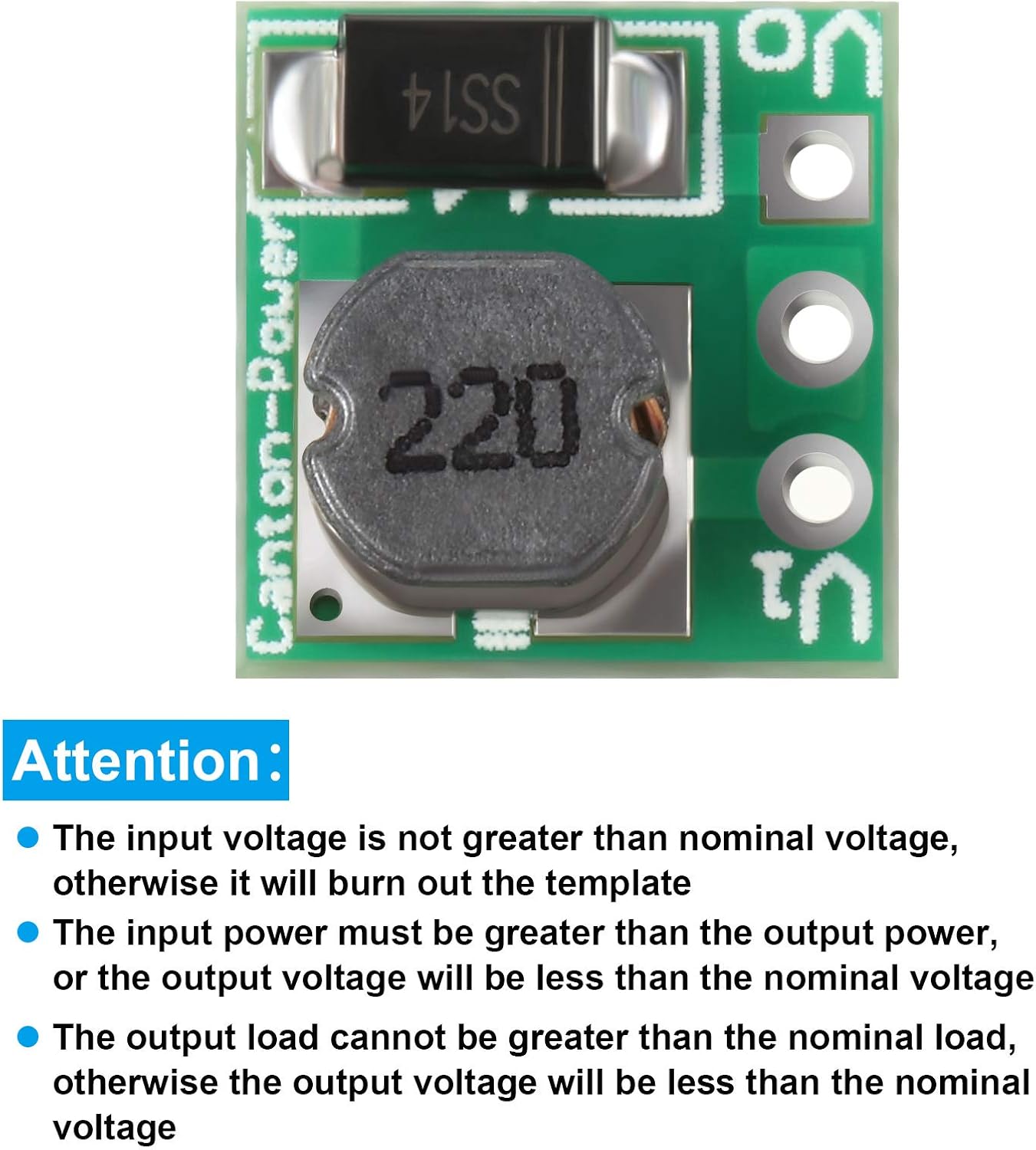 Tampilan dekat bagian atas view of a Weewooday DC-DC Step-Up Power Module