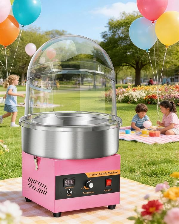 15 Inch Cotton Candy Machine Cover, Transparent Acrylic Dome Compatible with 15'' Commercial Cotton Candy Floss Maker Bowl for Party, Shops, Detachable Design by FNIOP - Used condition - Image 7