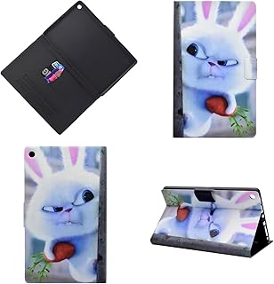 JIan Ying Schutzhülle für Amazon Fire HD 8 Tablet (6./7. Generation) mit automatischer Aktiv-/Standby funktion White Rabbit